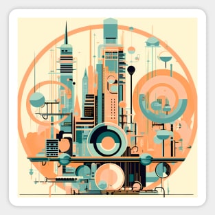 Orange Teal Metropolis Magnet